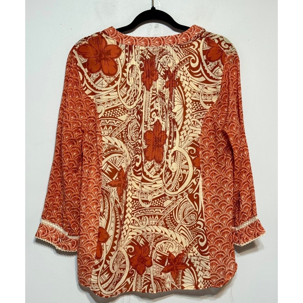 Soft Surroundings Eclectic Retro 70s Boho Tunic Top Womens Size M Artsy Earthy - Picture 6 of 8